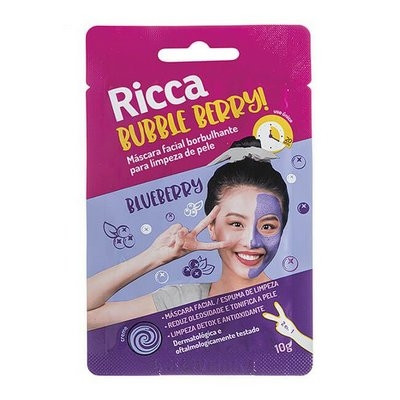 MÁSCARA FACIAL BORBULHANTE LIMPEZA DE PELE BUBBLE BERRY 10G - RICCA