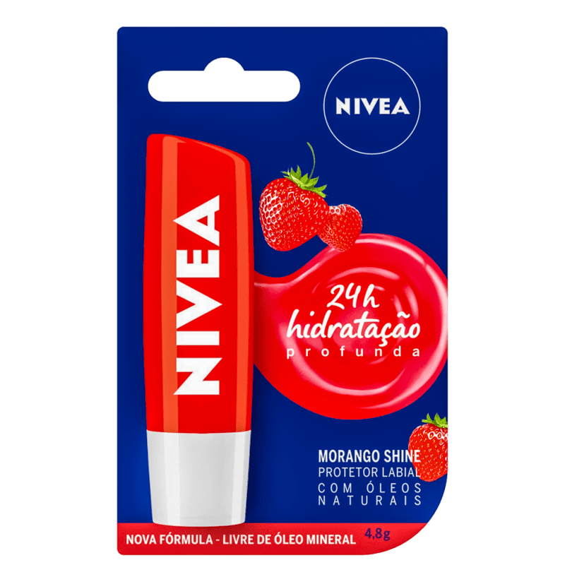 NIVEA Shine Morango -Hidratante e Protetor Labial 4,8g