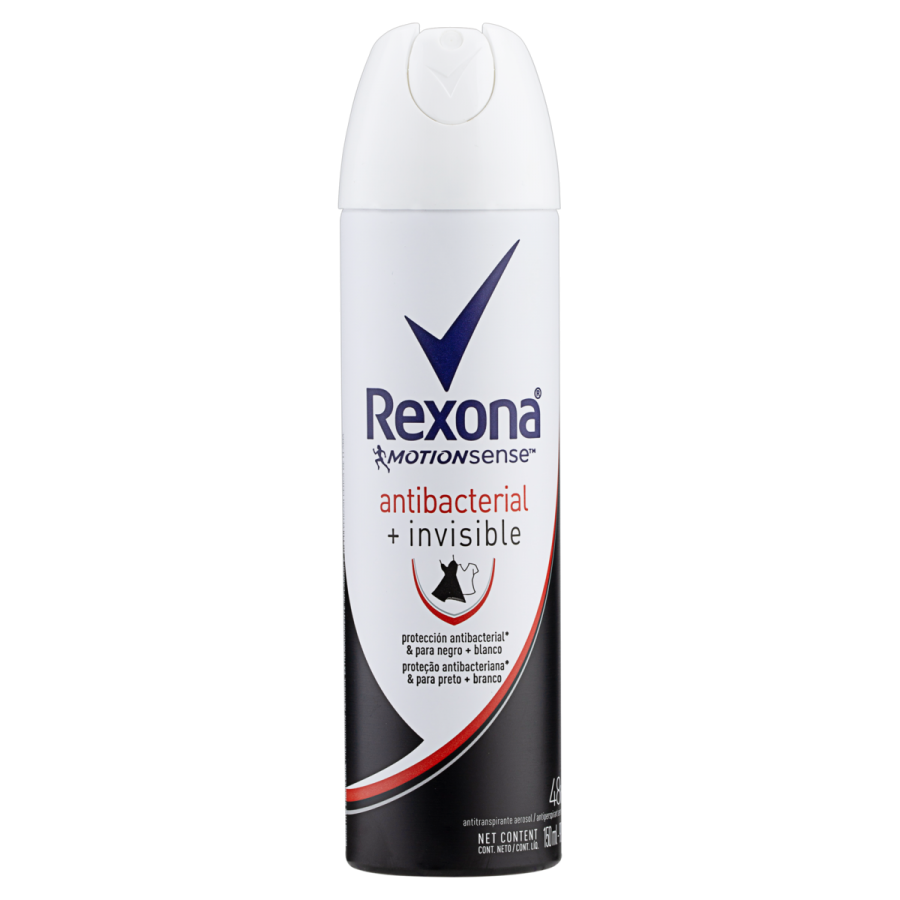 DESODORANTE ANTITRANSPIRANTE AEROSOL REXONA ANTIBACTERIAL + INVISIBLE - 150ml