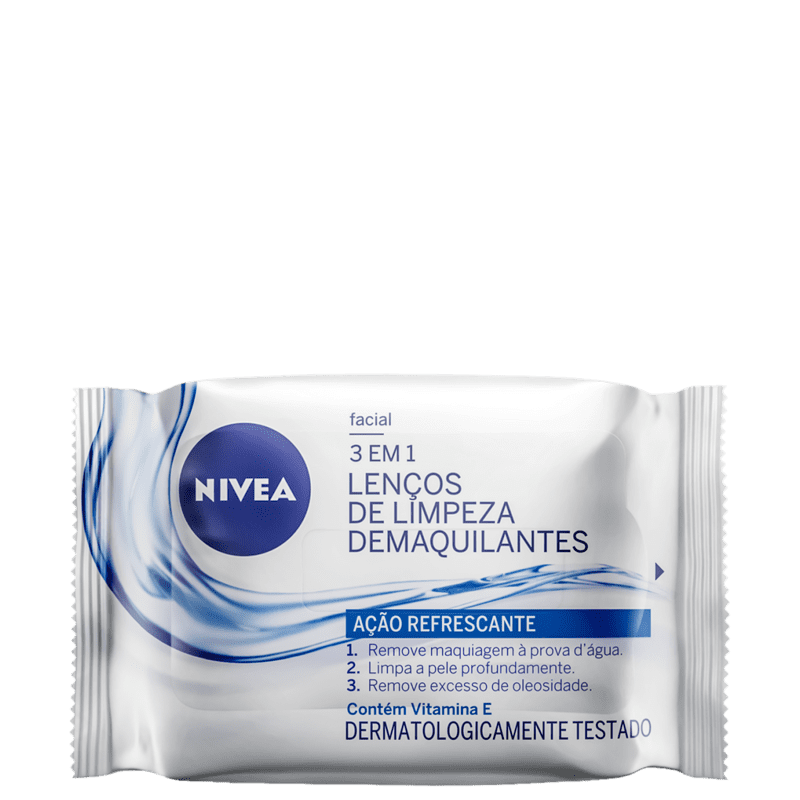 Lenço facial Demaquilante NIVEA 3 em 1 Ação Refrescante (25 Unidades)