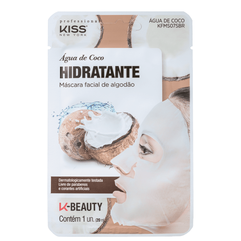 Máscara Facial de Algodão Água de Coco Hidratante - Kiss NY