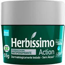 Desodorante Herbíssimo Action em creme sem álcool com 55g 