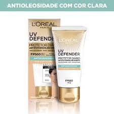 PROTETOR SOLAR FACIAL LOREAL UV DEFENDER ANTIOLEOSIDADE COR CLARA FPS 60 COM 40G