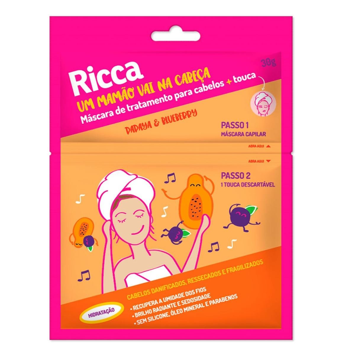 Ricca Um Mamão Vai Na Cabeça Máscara Capilar Hidratação 30g