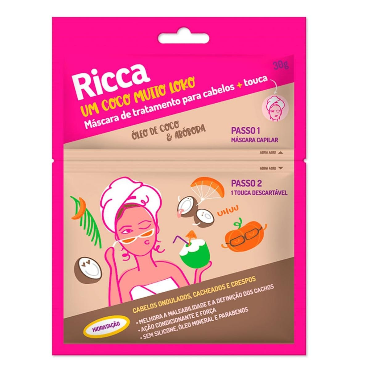 Ricca Um coco Muito Loko Máscara Capilar Hidratante Coco e Abóbora 30g