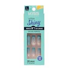 Unhas postiças Color Azul Topázio Kiss NY
