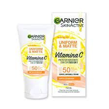 PROTETOR SOLAR HIDRATANTE FACIAL GARNIER UNIFORM & MATTE VITAMINA C FPS 50 COR CLARA 40G