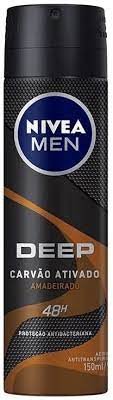 Desodorante aerosol Nivea men carvão ativado deep amadeirado com 150ml