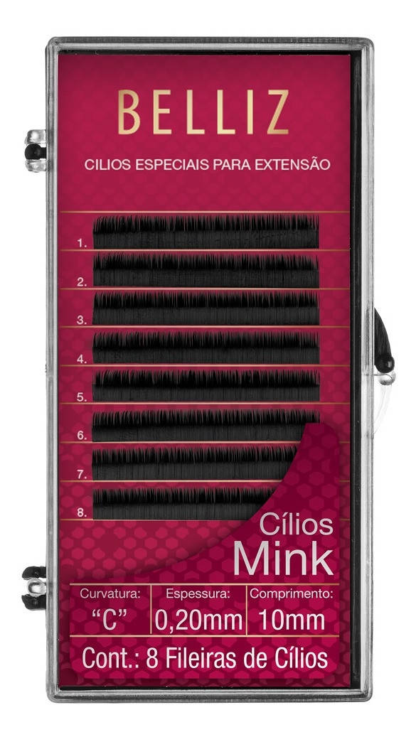Cílios para Alongamento Belliz - Mink C 0,20 10mm