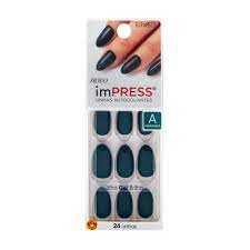 Unhas Postiças Autocolantes Impress Self Love Cor Emerald Amendoada Kiss NY