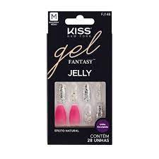 Unhas postiças decorada bailarina média gel Fantasy Jelly -Kiss NY