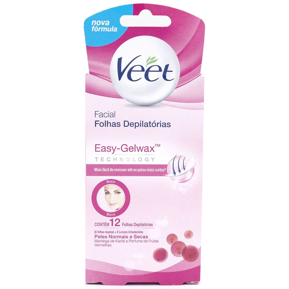 Veet Folhas Depilatórias Facial C/12 - Peles normais e secas