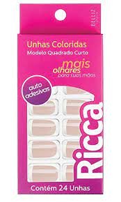 Unhas postiças Autoadesivas Francesinha Rosa Ricca
