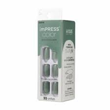 Unhas Postiças Autocolantes Impress Cor Going Green Kiss NY
