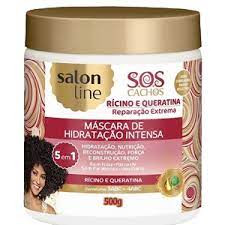 Máscara Capilar Rícino e Queratina Reparação Extrema 5 em 1 S.O.S Cachos Salon Line