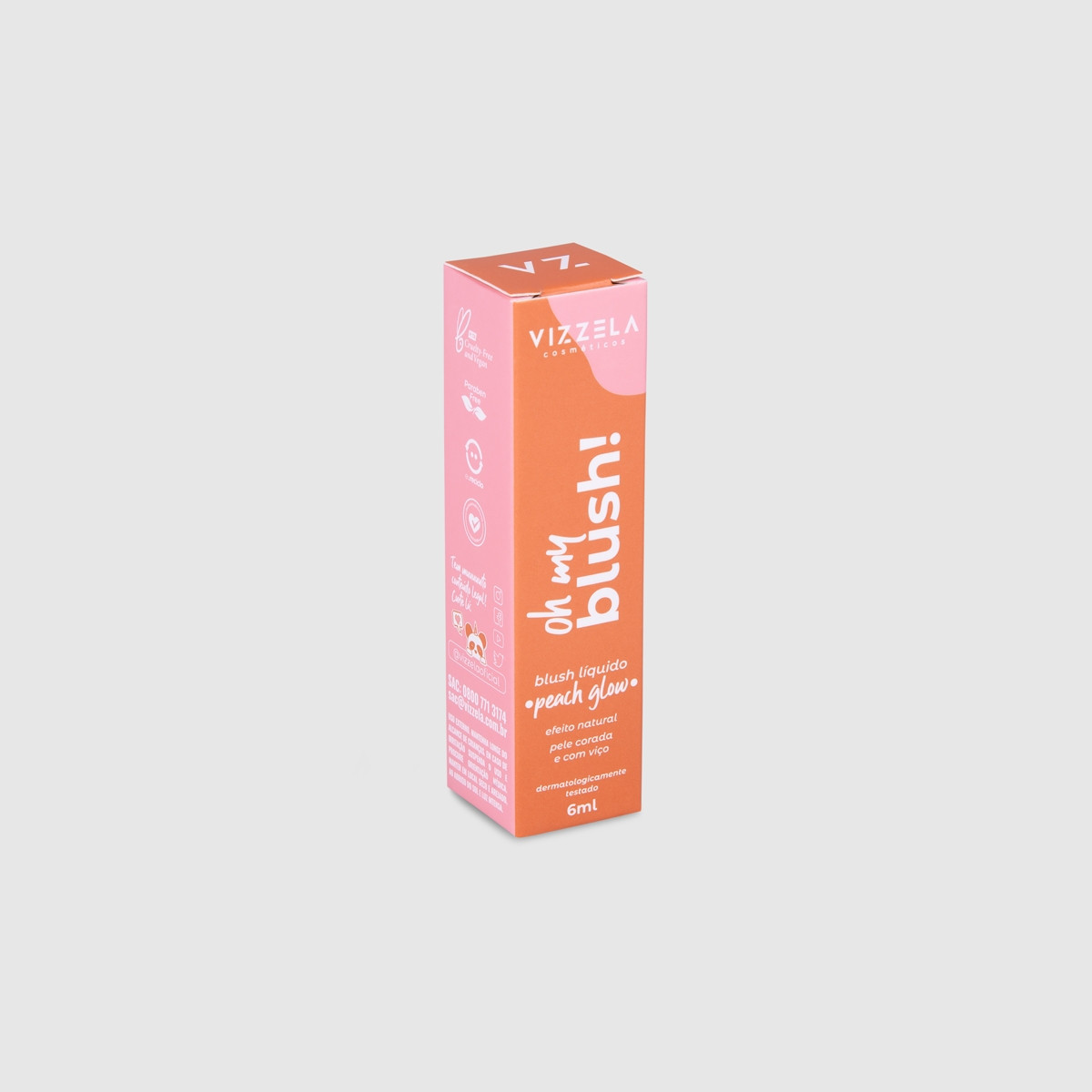 Blush líquido Vizzela oh my Blush! - Peach Glow 6ml