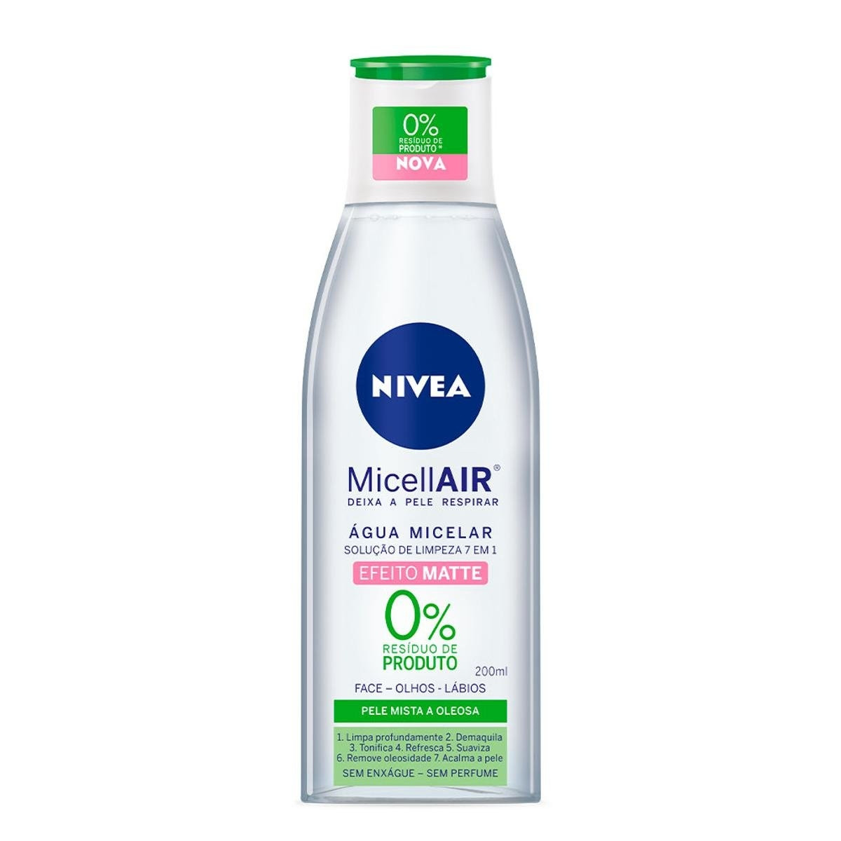 Nivea Micellair Efeito Matte - Água Micelar Solução de Limpeza 7 Em 1 - 200ml