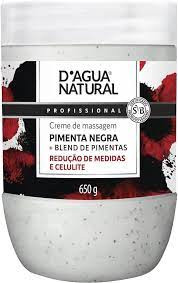 Creme de Massagem Corporal D'agua Natural Pimenta Negra 650g