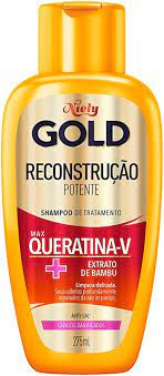 Shampoo Niely Gold Reconstrução potente max Queratina-V +Extrato de Bambu