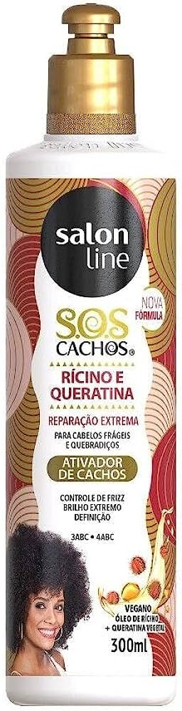 Ativador de Cachos Rícino e Queratina Reparação Extrema 5 em 1 S.O.S Cachos Salon Line