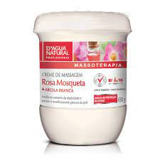 Creme de Massagem D'agua Natural Rosa Mosqueta e Argila Branca