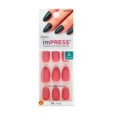 Unhas Postiças Autocolantes Impress Self Love Cor Rose Quartz Amendoada Kiss NY