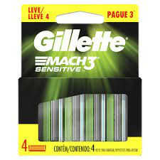 Carga para Aparelho de Barbear Gillette Mach3 Sensitive 4 Unidades