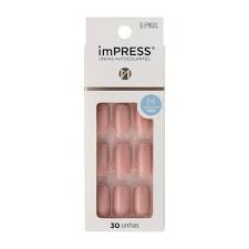 Unhas Postiças Autocolantes Impress Self Love Cor Sea Breeze Média Quadrado Kiss NY