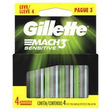 Carga para Aparelho de Barbear Gillette Mach3 Sensitive 4 Unidades