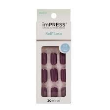 Unhas Postiças Autocolantes Impress Self Love Cor Tea Média Quadrado Kiss NY