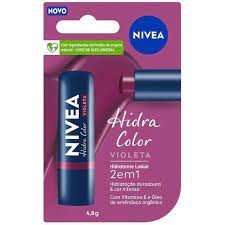 Hidratante e protetor Labial 2 em 1 Cremoso Nivea Hidra Color Violeta 4,8 g