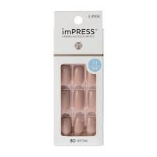 Unhas Postiças Autocolantes Impress Self Love Cor Sea Sand Média Quadrado Kiss NY