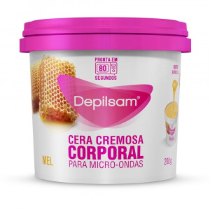 Cera Depilatória Cremosa Corporal Depilsam para Microondas Mel Pote 200g