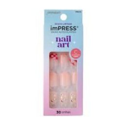 Unhas Postiças Autocolantes Impress Self Love Cor Deep Kiss Curto Quadrado Kiss NY