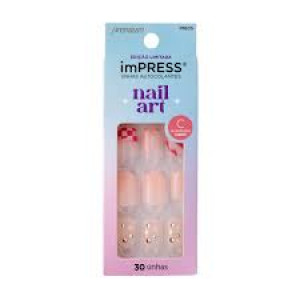 Unhas Postiças Autocolantes Impress Self Love Cor Deep Kiss Curto Quadrado Kiss NY