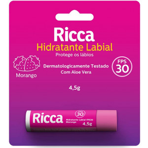 Hidratante Labial Ricca FPS30 Morango - 4,5g