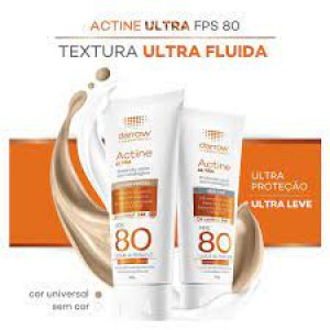 Protetor Solar Facial Actine Ultra Sem Cor FPS80 com 40g