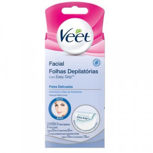 Veet Folhas Depilatórias Facial C/12 - Peles delicadas
