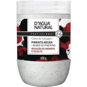 Creme de Massagem Corporal D'agua Natural Pimenta Negra 650g