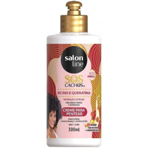 Creme para pentear Rícino e Queratina Reparação Extrema 5 em 1 S.O.S Cachos Salon Line