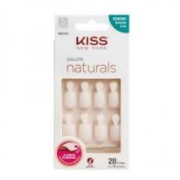 Unhas Postiças Kiss NY Salon Natural Curto Quadrado com Aba