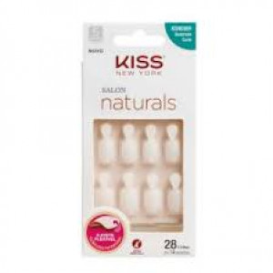 Unhas Postiças Kiss NY Salon Natural Curto Quadrado com Aba