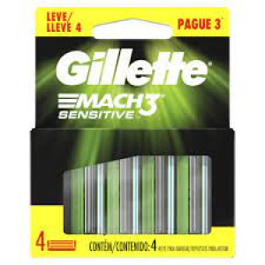 Carga para Aparelho de Barbear Gillette Mach3 Sensitive 4 Unidades