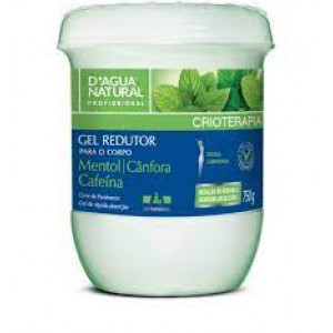 Gel Redutor D'agua Natural Crioterapia Mentol Cãnfora e Cafeína 750g