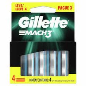 Carga para Aparelho de Barbear Gillette Mach3 4 Unidades