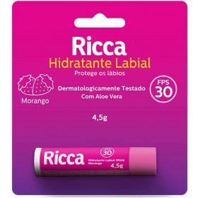 Hidratante Labial Ricca FPS30 Morango - 4,5g