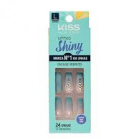 Unhas postiças Color Azul Topázio Kiss NY