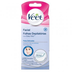Veet Folhas Depilatórias Facial C/12 - Peles delicadas