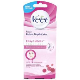 Veet Folhas Depilatórias Facial C/12 - Peles normais e secas