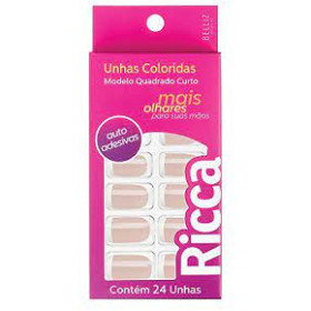 Unhas postiças Autoadesivas Francesinha Rosa Ricca